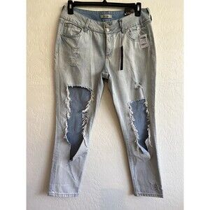 Charlotte Russe Refuge Crop Boyfriend Distressed Jeans Juniors Size 12 New